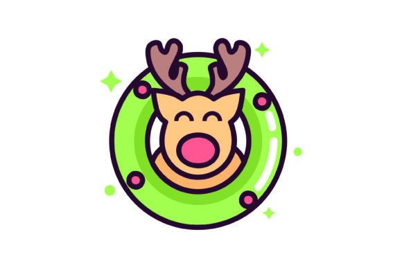 Brown Deer Wreath Christmas Icon for Branding and Design