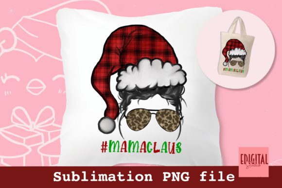 Buffalo Plaid Mama Claus Christmas PNG 2 for Print Templates
