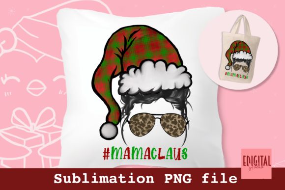 Buffalo Plaid Mana Claus Christmas PNG for Print Templates