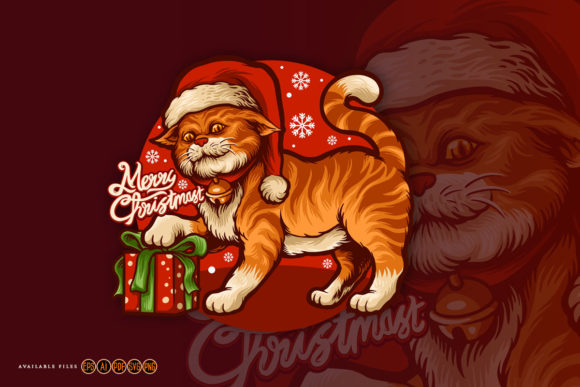 Cartoon Cute Cat Merry Christmas Gift for Crafts