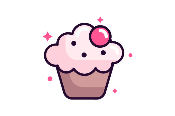 Chocolate Cherry Cup Cake Christmas Icon for Branding and Packaging