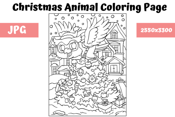 Christmas Animal Coloring Page 1 for Bloggers and Publishers