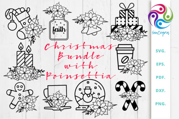 Christmas Bundle with Poinsettia Svg for Crafts