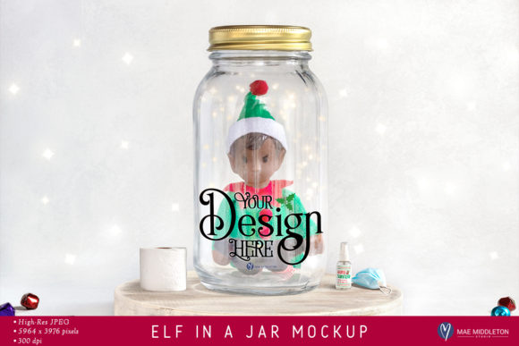 Christmas Elf Quarantine Jar Mockup for Bottles Amp