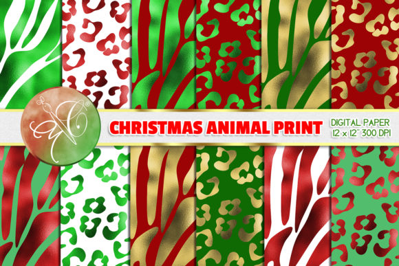 Christmas Foil Zebra and Leopard Paper Backgrounds