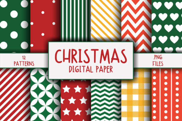 Christmas Pattern Digital Paper for Festive Design Projects