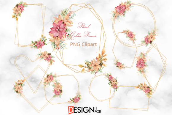 Gold Glitter Frame Clipart for Crafts