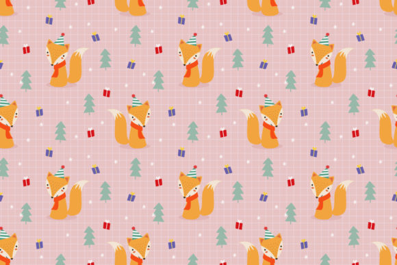 Lovely Fox in Christmas Theme Seamless Patterns