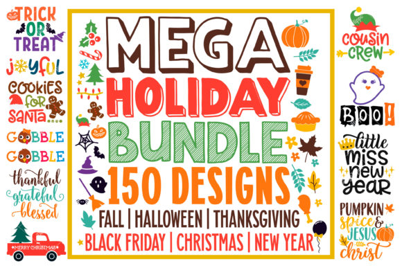 Mega Holiday Bundle of 150 Designs for Crafts