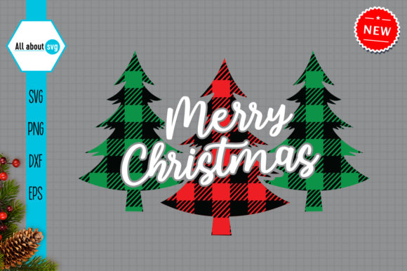 Merry Christmas SVG for Crafts: Buffalo Plaid Trees
