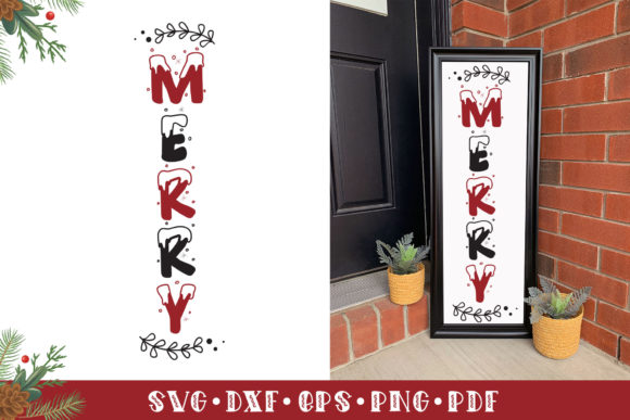 Merry Christmas Vertical Sign SVG for Crafts