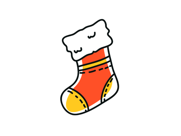 Orange Color of Christmas Stocking Icon Review
