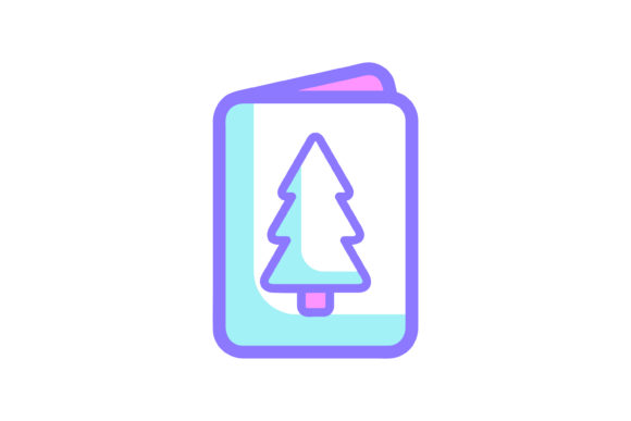 Pink Purple Greeting Card Christmas Icon for Commercial Use