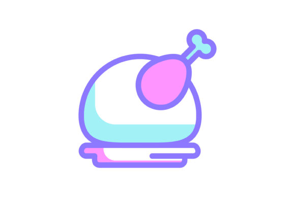 Pink Purple Roast Chicken Christmas Icon for Commercial Use