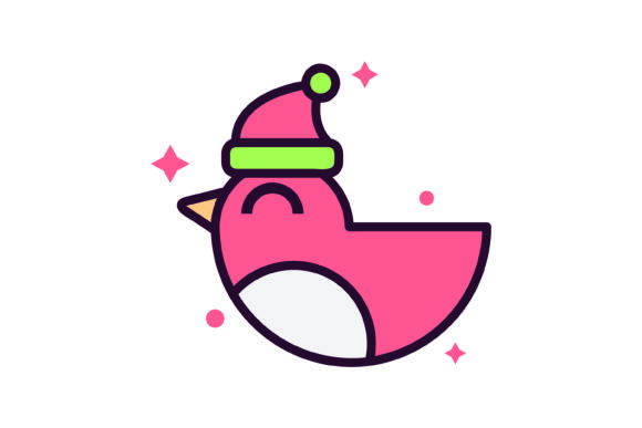 Red Bird Santa Hat Christmas Icon for Branding and Design Projects